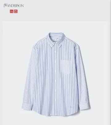 UNIQLO x J.W.ANDERSON 스트라이프 로고 자수 브로드 셔츠