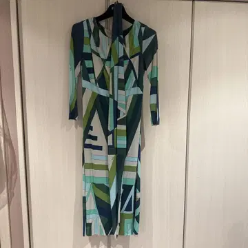 EMILIO PUCCI 기하학 패턴 7부 소매 원피스