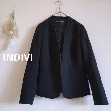 INDIVI 노카라 자켓 [L] 안감 있음, 포켓 없음, 후크 여밈