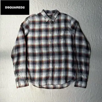 DSQUARED2 디스퀘어드 옴브레 체크 린넨 긴팔 셔츠
