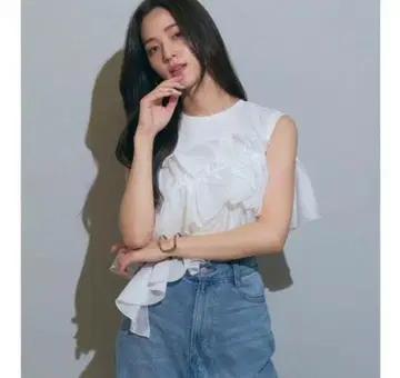 Mystrada 언밸런스 프릴 도킹 티셔츠