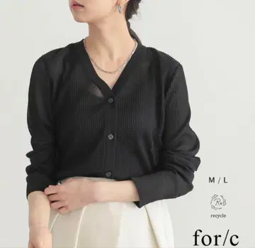 [새상품] for/c 포씨 시어 플리츠 니트 가디건 블랙