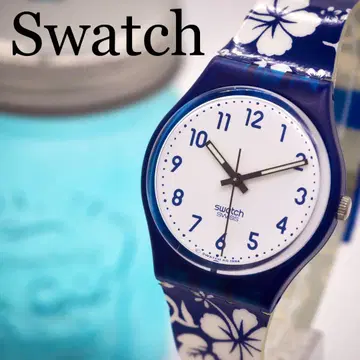 435 Swatch 시계 여성용 남성용 하이비스커스 블루 화이트