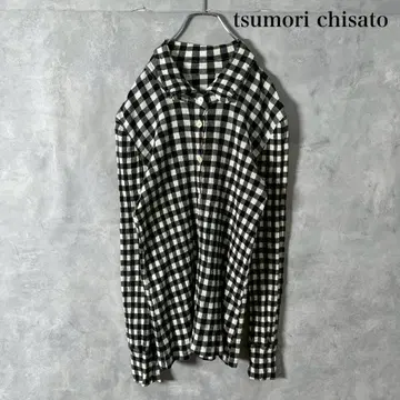 tsumori chisato 깅엄 체크 주름 가공 셔츠 N1303
