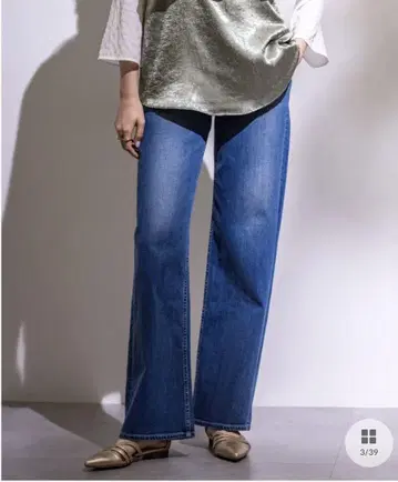 INDIVI 와이드 스트레이트 데님 팬츠 36 사이즈 S 사이즈
