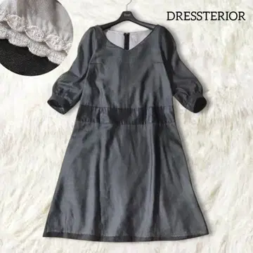 DRESSTERIOR 원피스 36 S 블랙 무릎 기장 절개 시어 비침