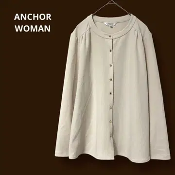 ANCHOR WOMAN 블라우스 긴팔 앞버튼 라운드넥 얇은 소재 M
