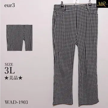 새상품급 eur3 팬츠 크롭 팬츠 체크 무늬 스트레치 캐주얼