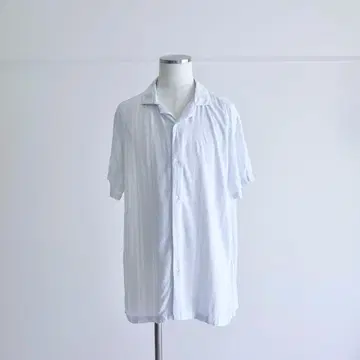 Abercrombie&fitch 오픈 카라 레이온 셔츠 반팔 블루