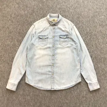 ZARA 데님 셔츠 라이트 블루 긴팔 셔츠 L 캐주얼 아메카지