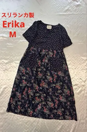 Erika 총 꽃무늬 롱 원피스 M 사이즈 스리랑카 제조 빈티지