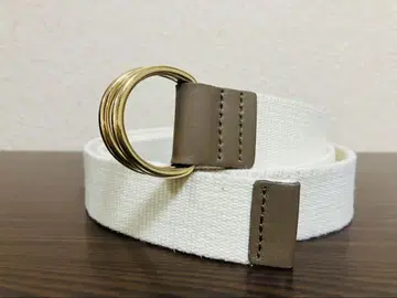 메종보와네 더블 링 벨트 화이트 코튼 골드 버클 롱