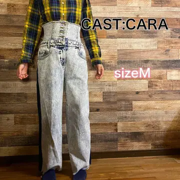 CAST:캐스트 콜론 CARA 하이웨스트 사이드 라인 와이드 데님