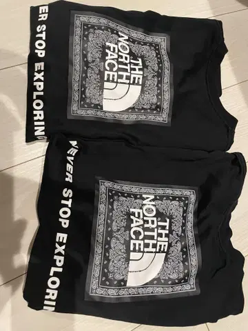 THE NORTH FACE 블랙 반다나 티셔츠 2매 세트 XL M