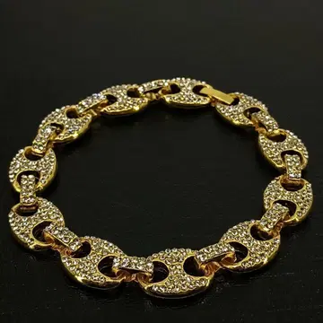 빈티지 골드 링크 체인 팔찌 지르코니아