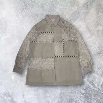 긴팔 셔츠 디자인 셔츠 패널 디자인 레이스 베이지 vintage