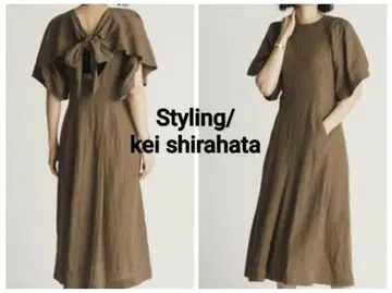 styling/kei shirahata 백리본 드레스 린넨 브라운