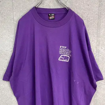 USA 90s 싱글 스티치 프린트 보라색 스쿨 T셔츠 3XL