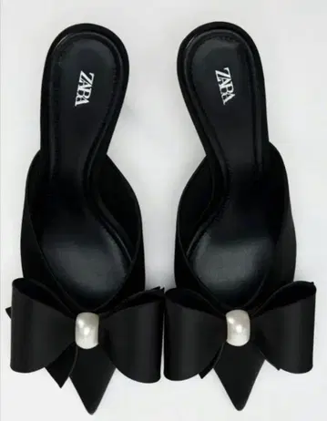 ZARA 펄 리본 뮬 37