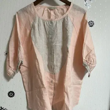 sm2 타치카와 한정판 배색 블라우스 핑크 사만사 모스모스 새상품급