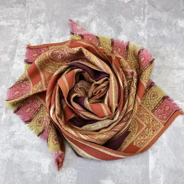 ETRO 에트로 스톨 페이즐리 무늬 적갈색 계열 울 실크