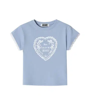 CRANK Lace heart print top_sky
