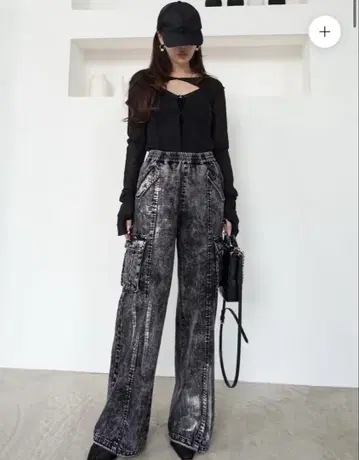 메탈릭 프린트 케미컬 카고 DENIM