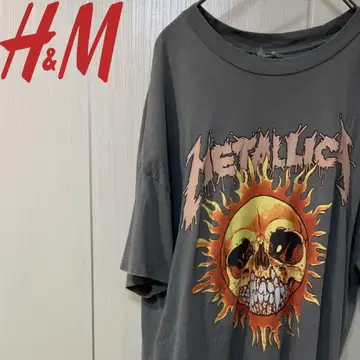 H&M 메탈리카 티셔츠 그레이