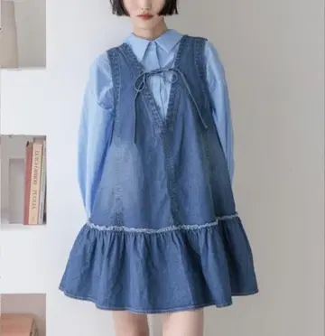 데님 미니 원피스 로리즈팜 미사용 새상품 이번 시즌 신상