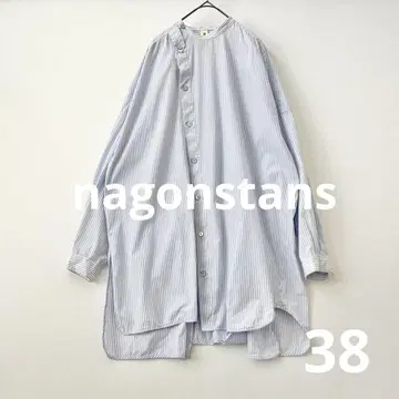 나곤스탠스 nagonstans 노카라 스트라이프 변형 셔츠 어메트릭