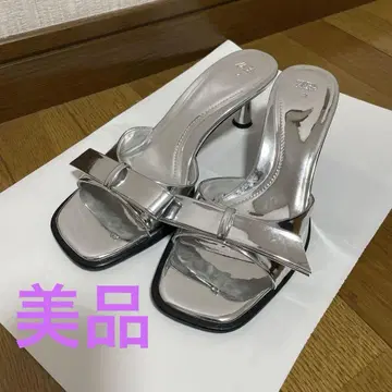 [새상품급] [ZARA] 리본 메탈릭 하이힐 샌들 37