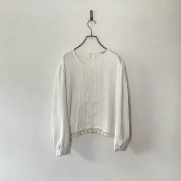 구제 의류 일본제 노카라 셔츠 레이스 뒤 버튼 포멀 레트로 입학식