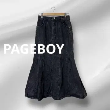 PAGEBOY 블랙 데님 플레어 스커트 샌드 라메 데님 스커트