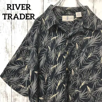 C2274 RIVER TRADER 알로하 셔츠 네이비 보태니컬 오픈 카라