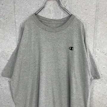 챔피온 빅사이즈 자수 로고 회색 구제 티셔츠 2XL