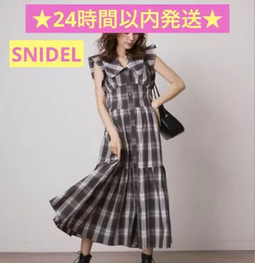 SNIDEL 스나이델 코르셋 디자인 셔츠 원피스 체크