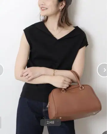 SLOBE IENA 플라이스 슬리브리스 티셔츠 세일러 칼라 블랙