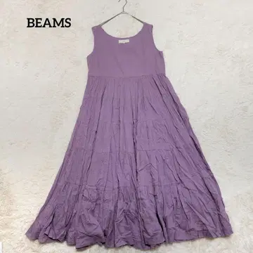 BEAMS 원피스 맥시 기장 티어드 개더 A라인 코튼 플레어