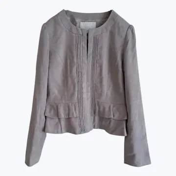 내추럴 뷰티 베이직 모카 노카라 자켓 프릴 플리츠