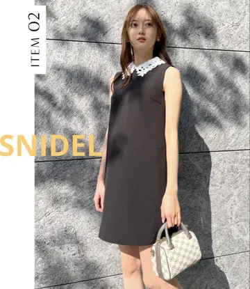 SNIDEL 레이스 탈착식 옷깃 원피스 블랙 코지하루 코지마 하루나