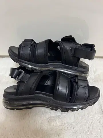 HARE 에어솔 벨트 스니커즈 샌들 블랙 가죽 통굽