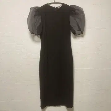 ZARA 롱 원피스 검정 퍼프 슬리브 블랙 시어 XS