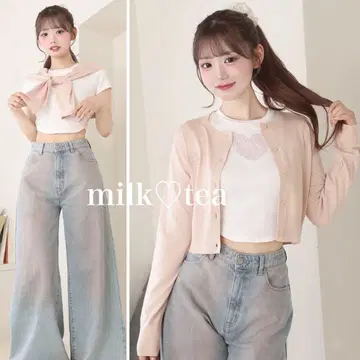 택 포함 새상품 다리치 UV컷 엠블럼 니트 가디건 핑크