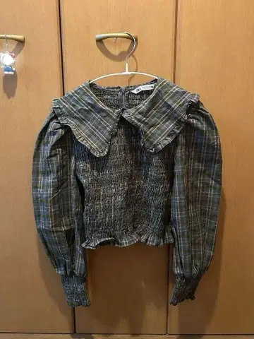[새상품급] ZARA 피터팬 옷깃 체크 무늬