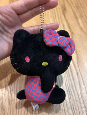산리오 키티 마스코트 쿠로 블랙키티 도트 봉제인형