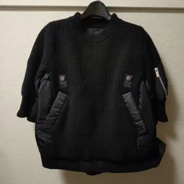 sacai 블랙 니트 5부 기장 SIZE 1