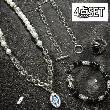 남성용 실버 목걸이 반지 ring 아메카지 스트릿 K1