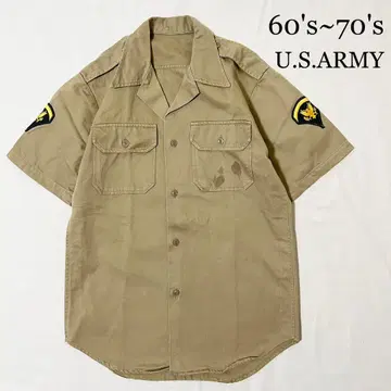 60년대 70년대 U.S. ARMY 코튼 트윌 밀리터리 셔츠 오픈 카라