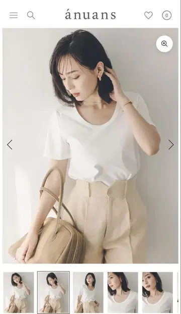 실크 터치 코튼 U넥 티 white