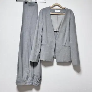 글로벌 워크 노카라 자켓 테이퍼드 팬츠 우츠쿠 실루엣